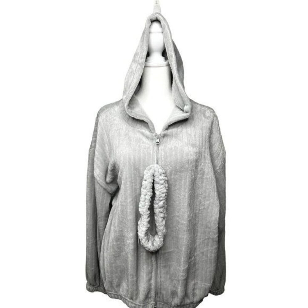 Life Rocks Gray Hooded Zip-Up Jacket With Headband Accessory Size XL